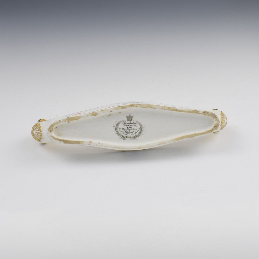 Rare Chamberlain Worcester Porcelain Shell & Canoe Pen Tray c.1820 View X