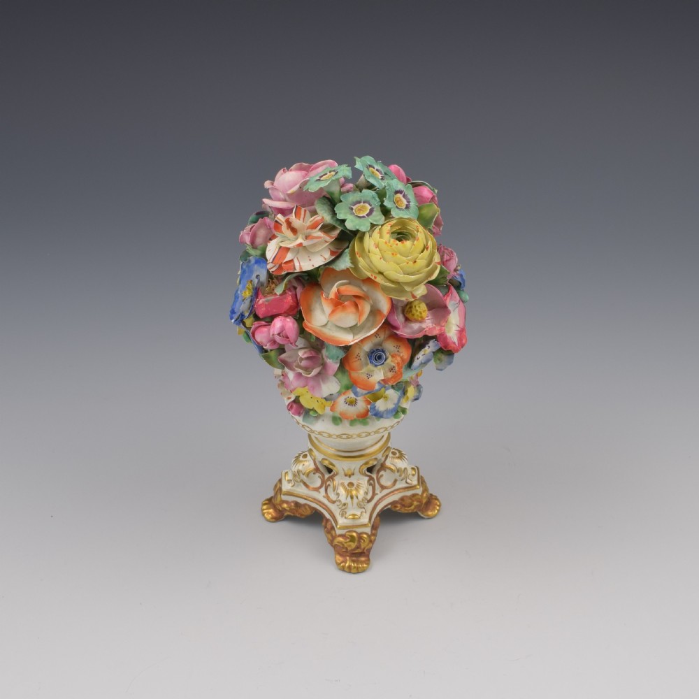 Regency Derby Porcelain Vase Of Encrusted Flowers c.1825 View V