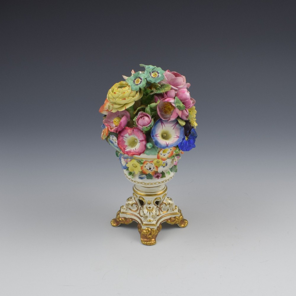 Regency Derby Porcelain Vase Of Encrusted Flowers c.1825 View VI