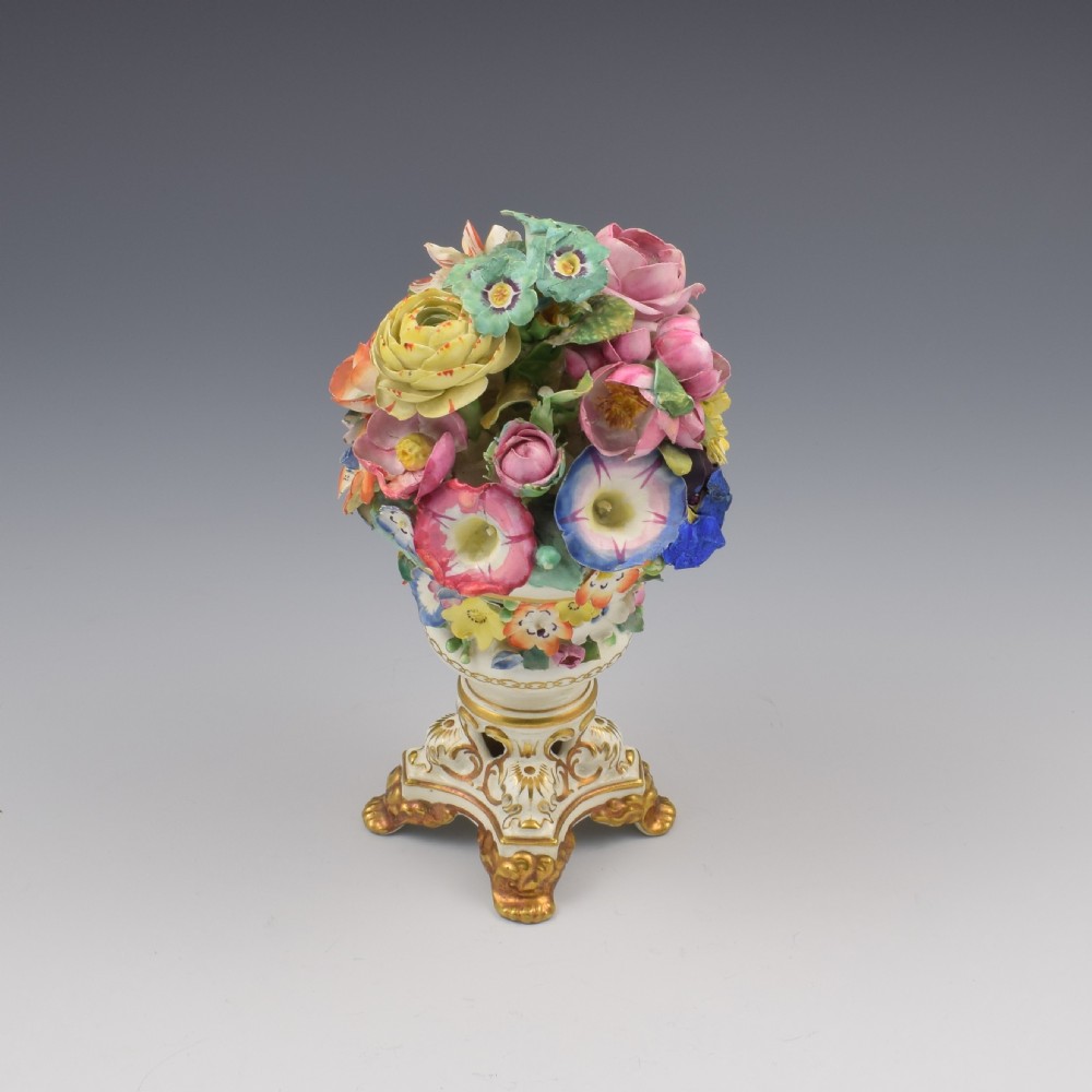 Regency Derby Porcelain Vase Of Encrusted Flowers c.1825 View VII