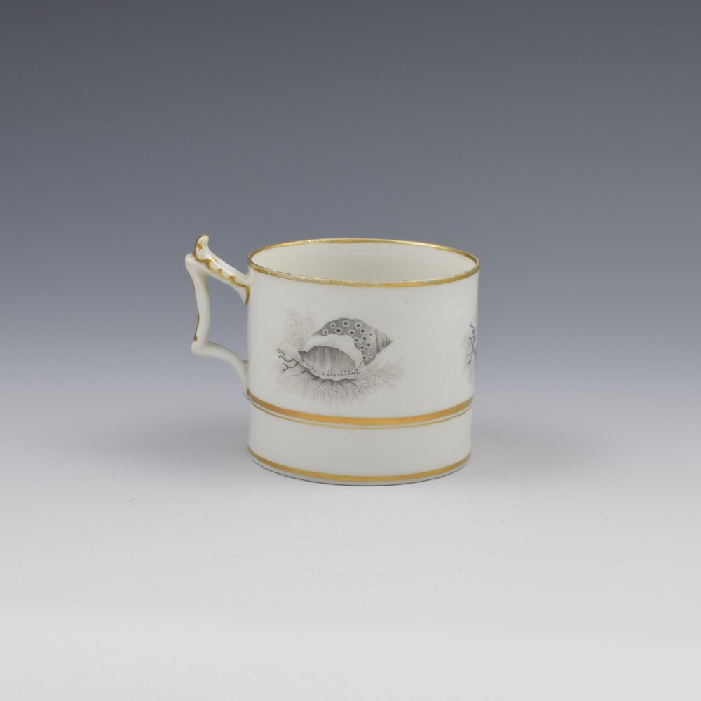 Flight, Barr & Barr Period Worcester Porcelain Seashell Printed Coffee Can 