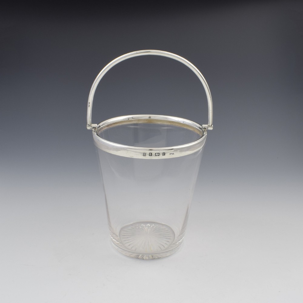 Fine Edwardian Sterling Silver Mounted Cut Glass Ice Pail Bucket