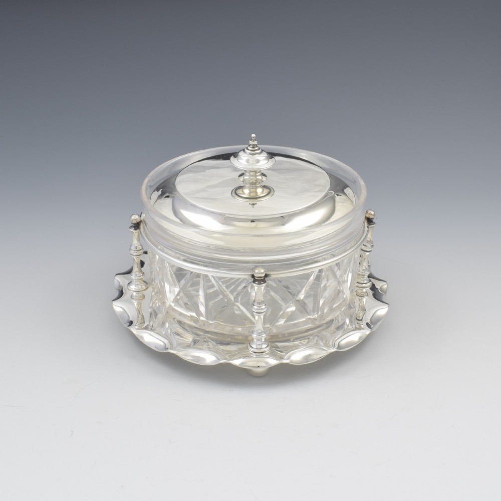 Fine Edwardian Sterling Silver & Cut Glass Butter Dish View IV