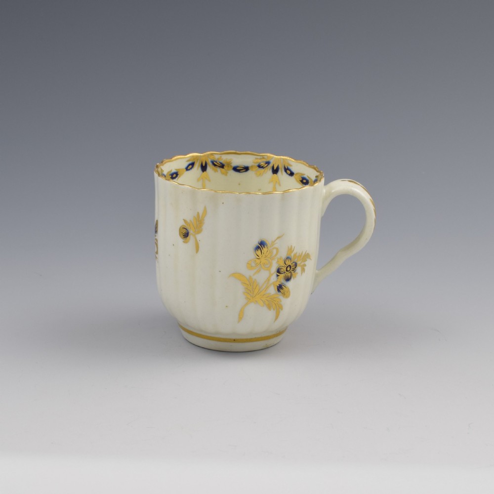 First Period Worcester Porcelain Fluted Coffee Cup c.1775