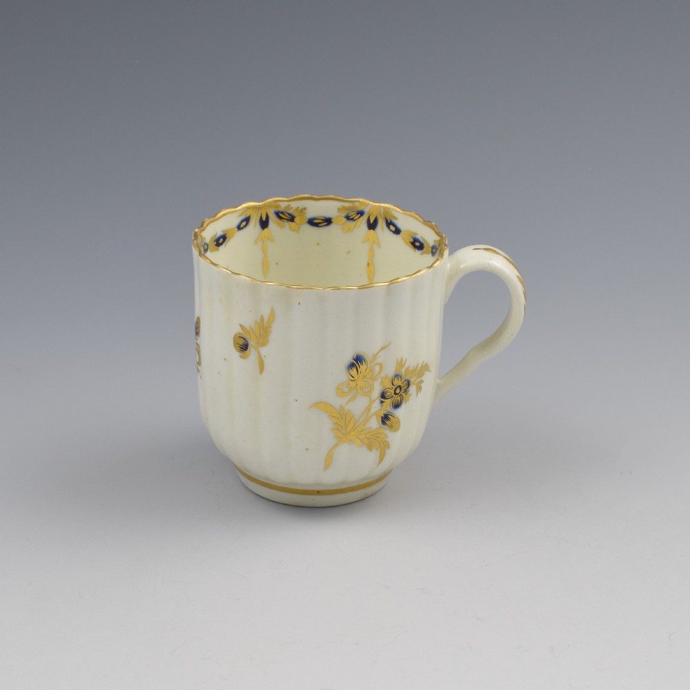 First Period Worcester Porcelain Fluted Coffee Cup c.1775 View II