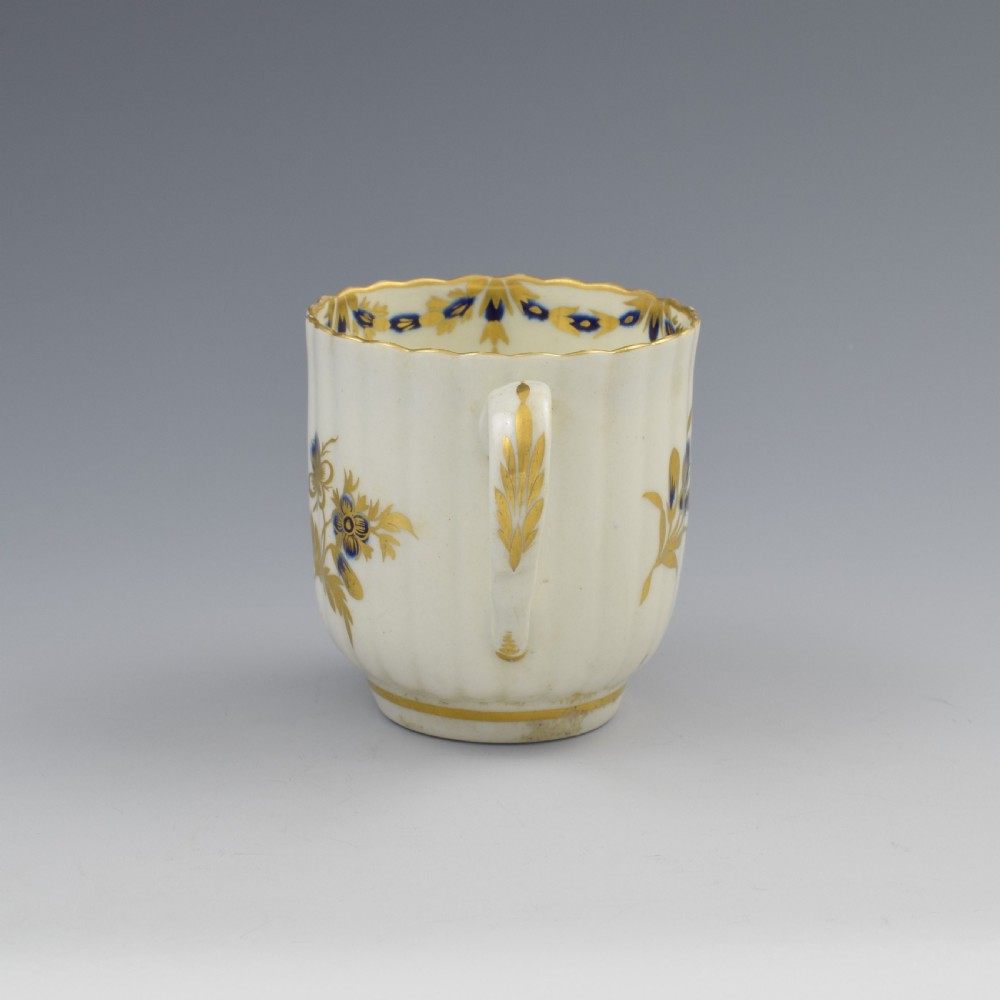 First Period Worcester Porcelain Fluted Coffee Cup c.1775 View III
