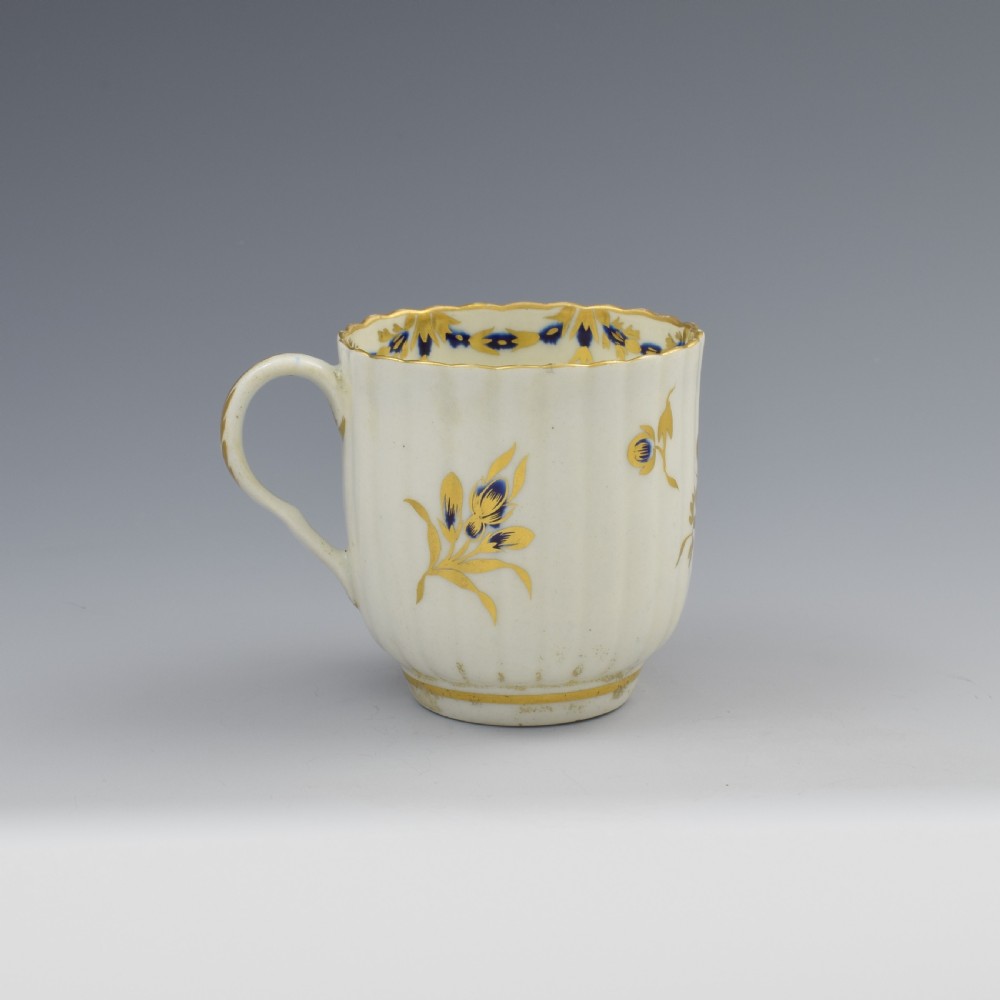 First Period Worcester Porcelain Fluted Coffee Cup c.1775 View IV
