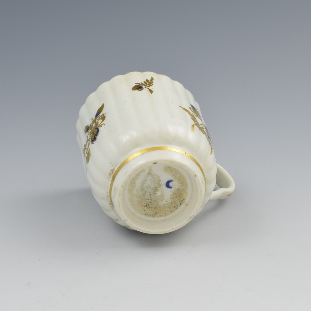 First Period Worcester Porcelain Fluted Coffee Cup c.1775 View V