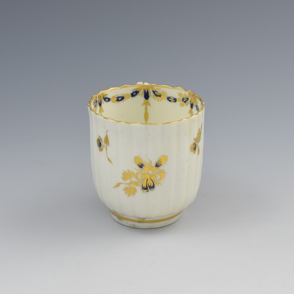 First Period Worcester Porcelain Fluted Coffee Cup c.1775 View VI