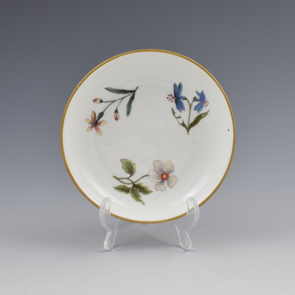 Meissen Botanical Holzschnittblumen Tea Bowl & Saucer c.1740 Woodcut Flowers View III