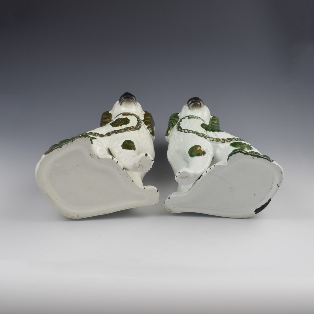 Pair Of Copper Lustre Staffordshire Spaniel Dogs c.1890 View VI