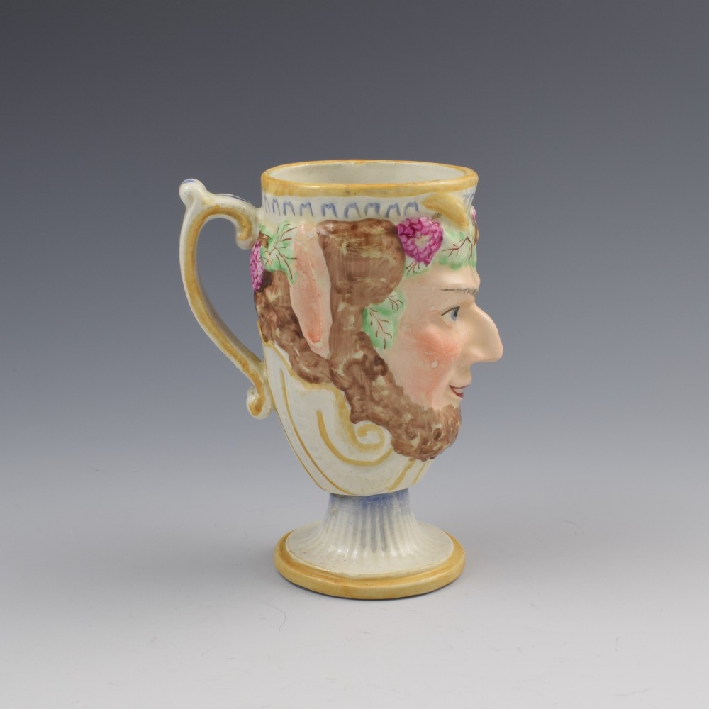 Staffordshire Pottery Bacchus Satyr Frog Mug c.1810