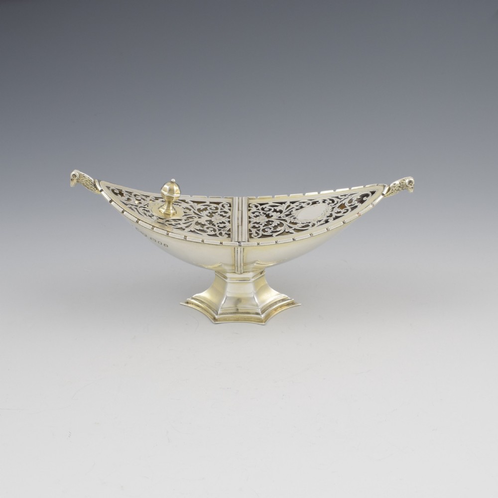 Unusual Art Deco Silver Pot Pourri After Ramsey Abbey Incense Boat