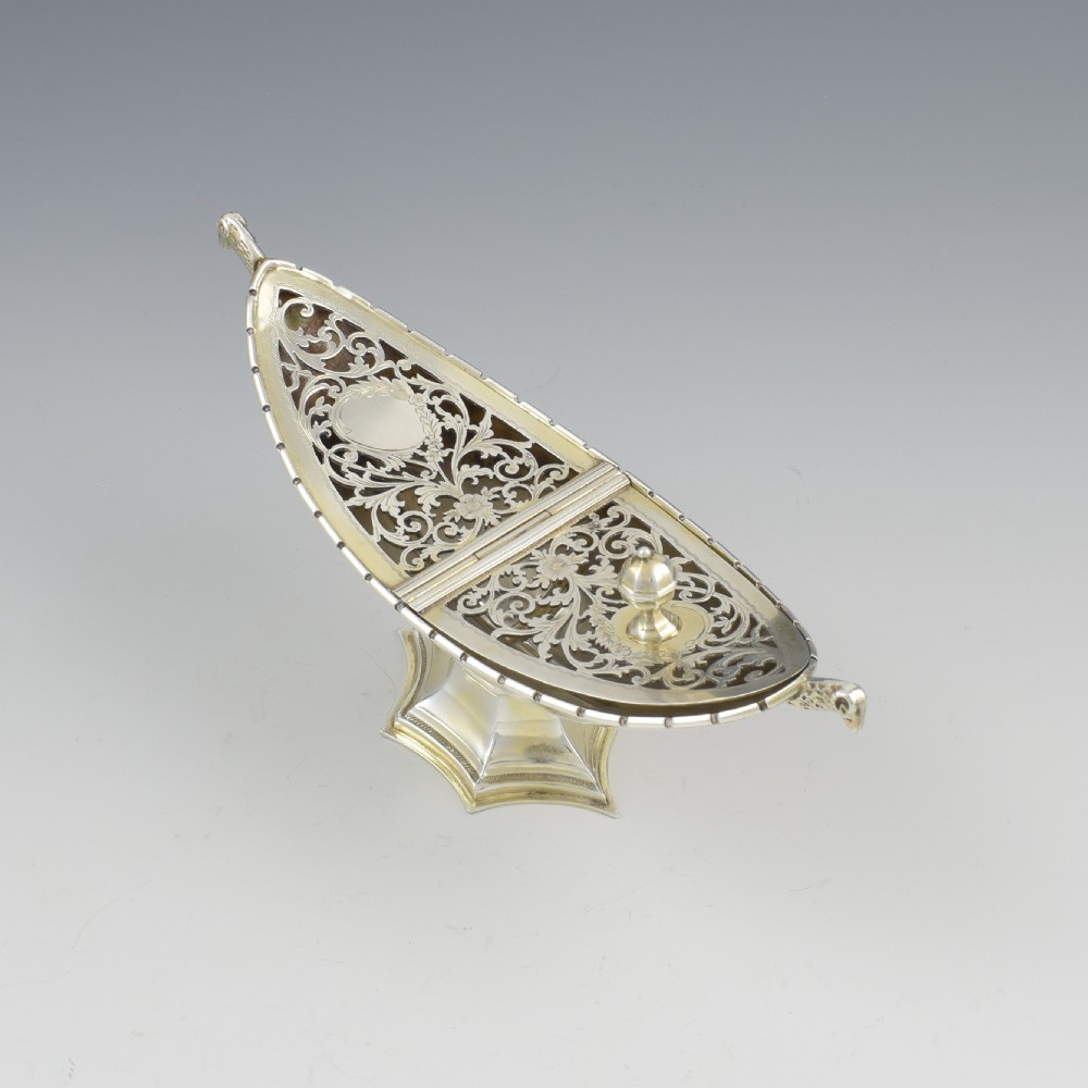 Unusual Art Deco Silver Pot Pourri After Ramsey Abbey Incense Boat View III
