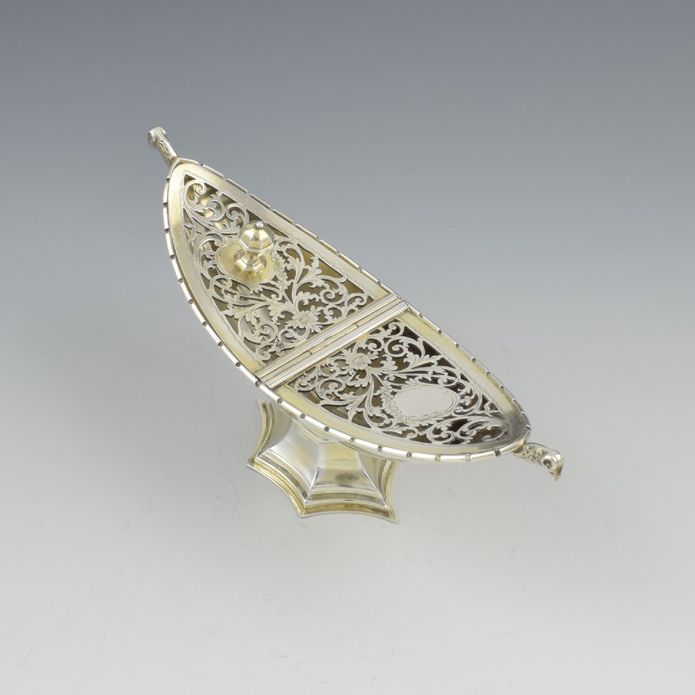 Unusual Art Deco Silver Pot Pourri After Ramsey Abbey Incense Boat View VII