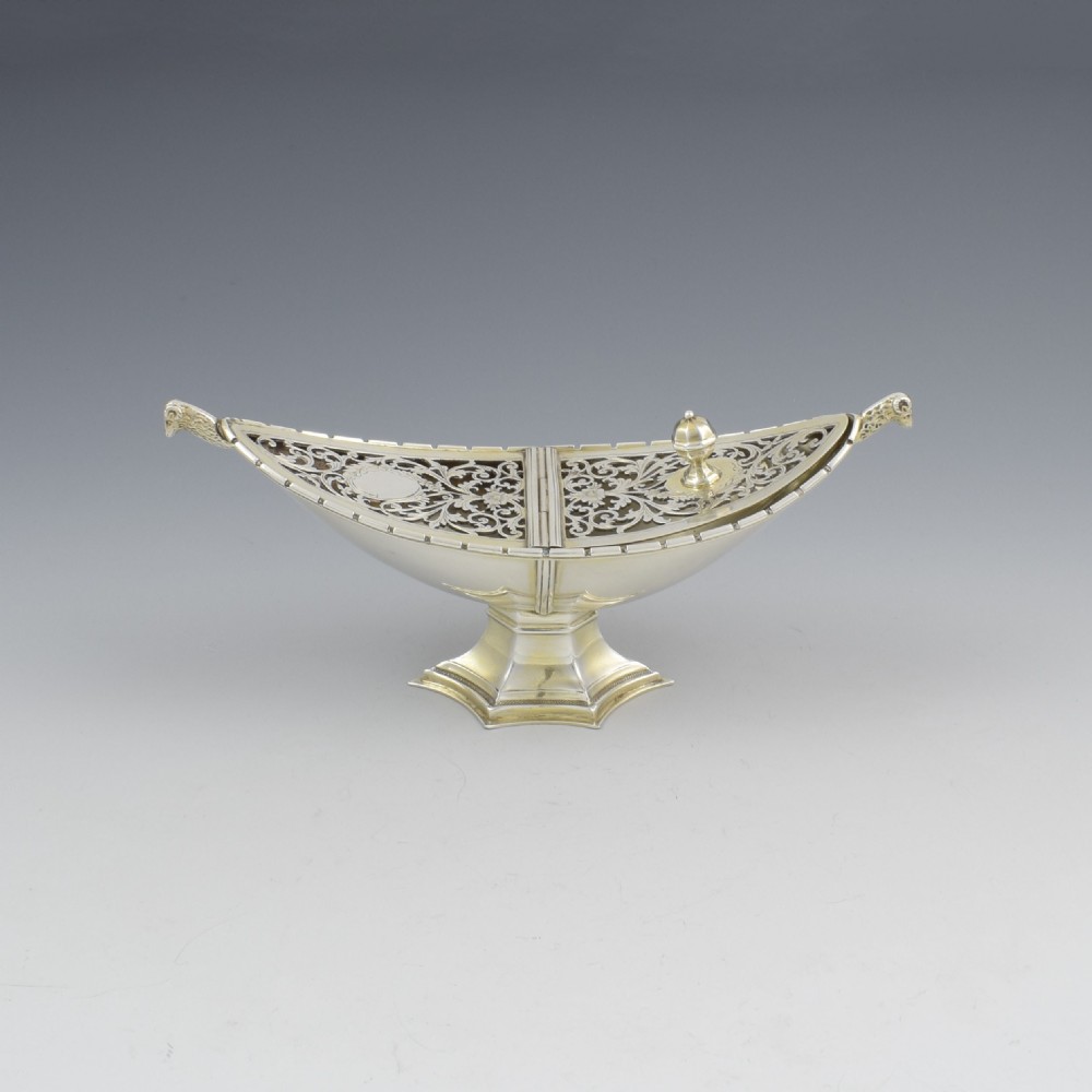 Unusual Art Deco Silver Pot Pourri After Ramsey Abbey Incense Boat View XIV