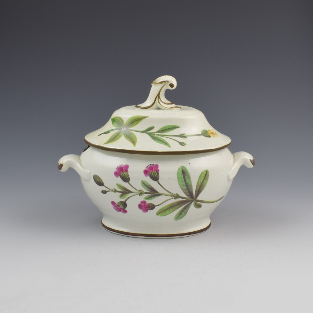 Swansea Pearlware Botanical Sauce Tureen C.1810 B