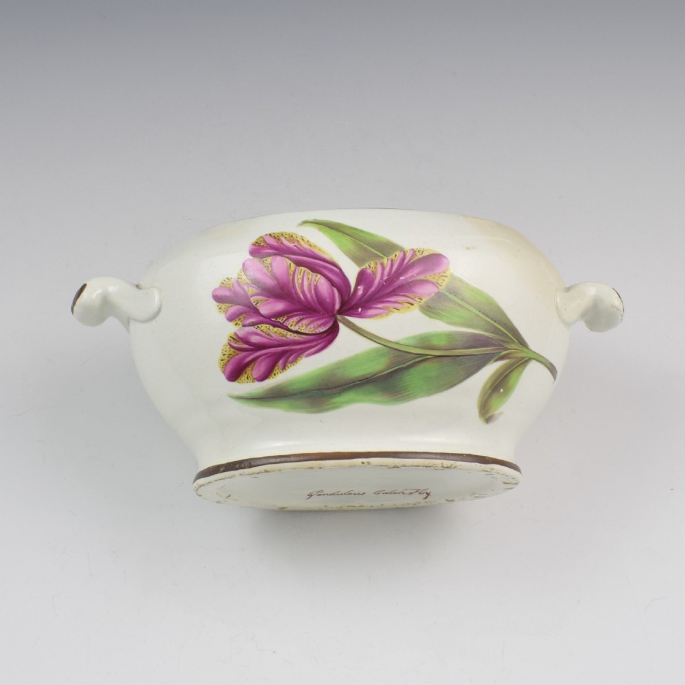 Swansea Pearlware Botanical Sauce Tureen C.1810 B View X