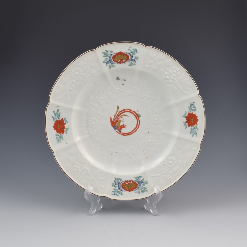Chelsea Porcelain Kakiemon Damask'd Plate Coiled Phoenix c.1754 