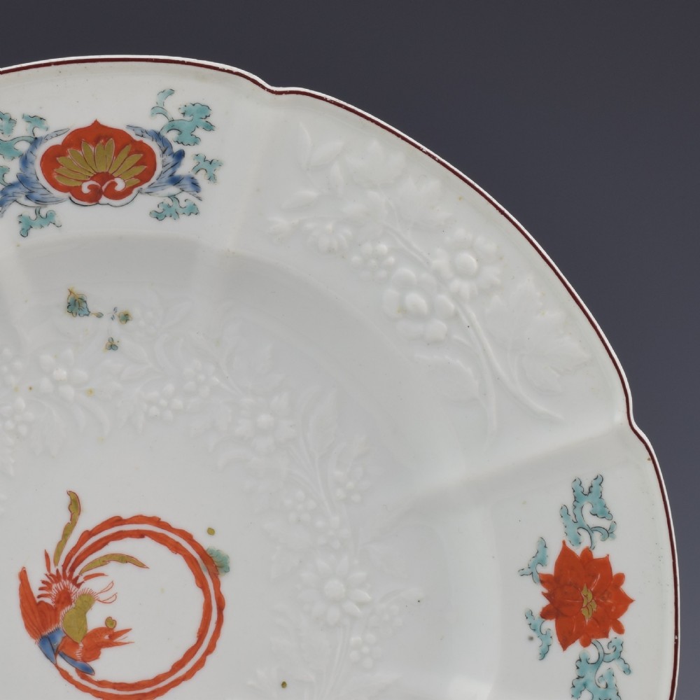 Chelsea Porcelain Kakiemon Damask'd Plate Coiled Phoenix c.1754  View II