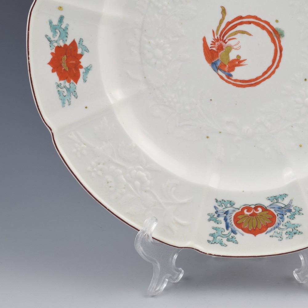 Chelsea Porcelain Kakiemon Damask'd Plate Coiled Phoenix c.1754  View IV