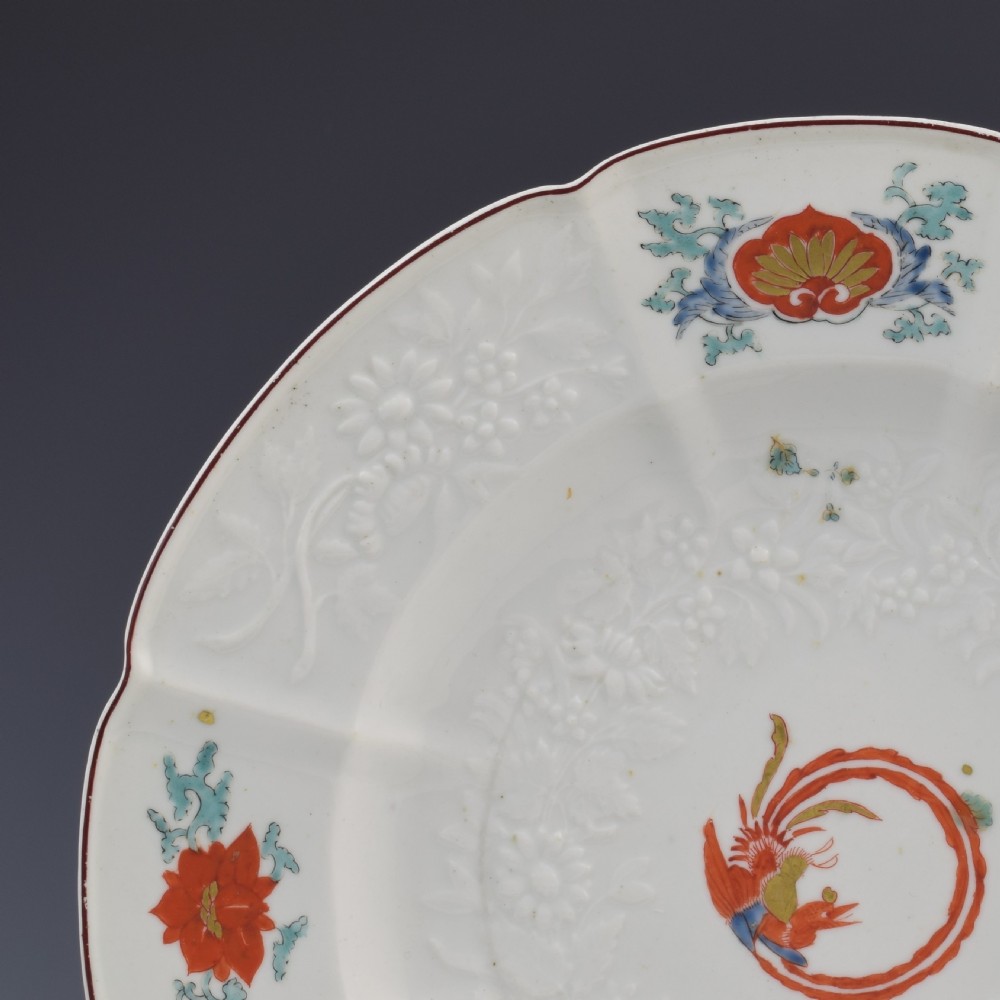 Chelsea Porcelain Kakiemon Damask'd Plate Coiled Phoenix c.1754  View V