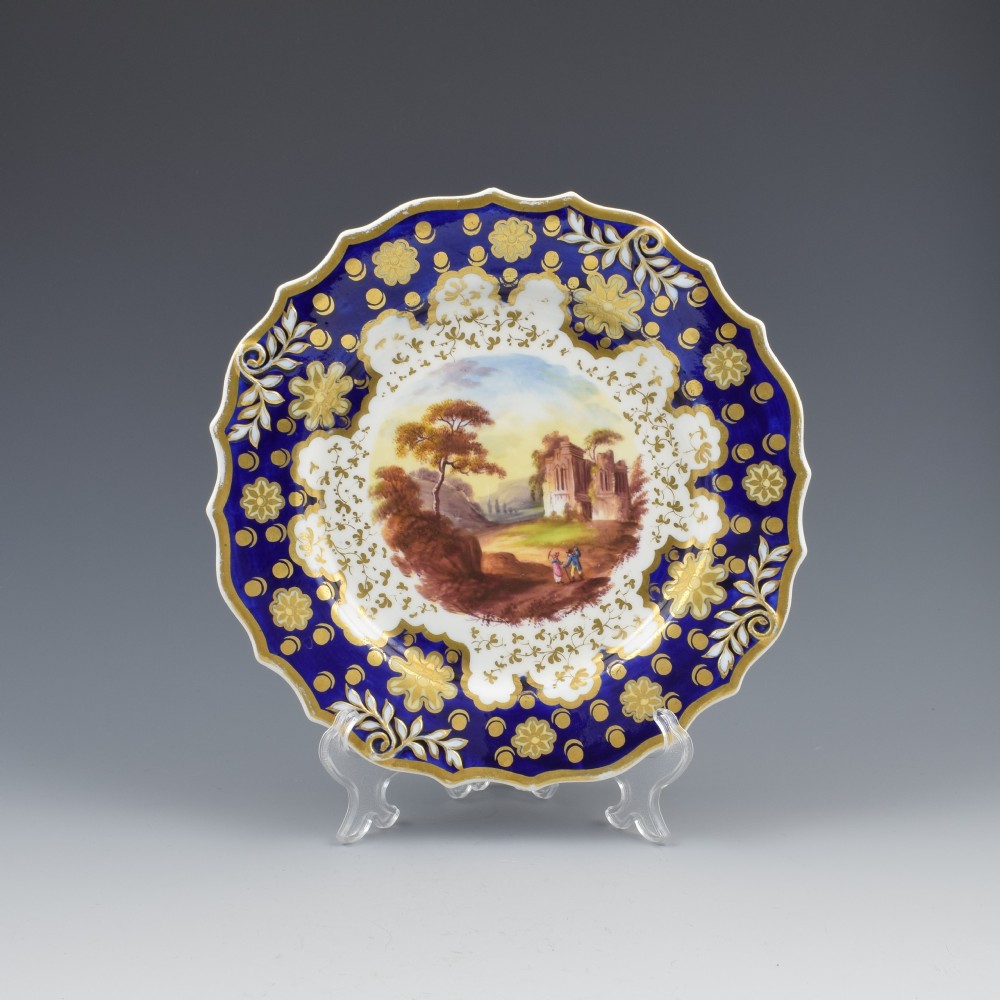 Regency Ridgway Porcelain Loop Sprigged Landscape Dessert Plate 941
