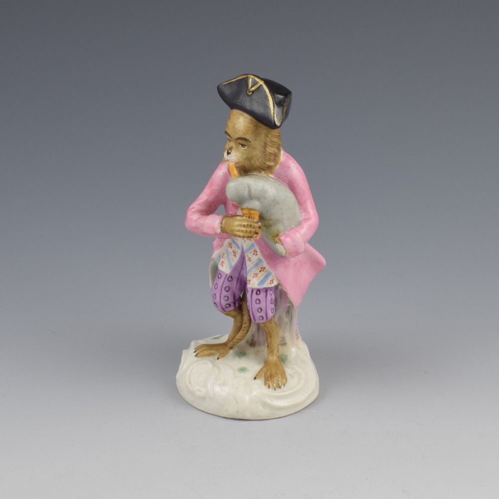 Dresden Porcelain Monkey Band Figure Bagpipes Player View II