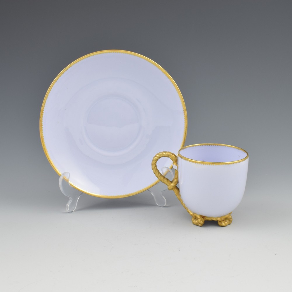 Victorian Brown Westhead & Moore Lilac Rope Twist Cup & Saucer 1