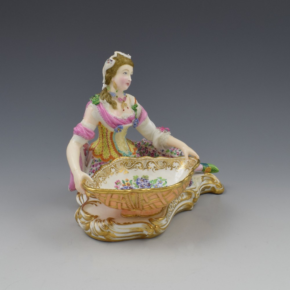 Minton Porcelain Figure With Lace Reclining Lady With Sweetmeat Basket Model 57 View II
