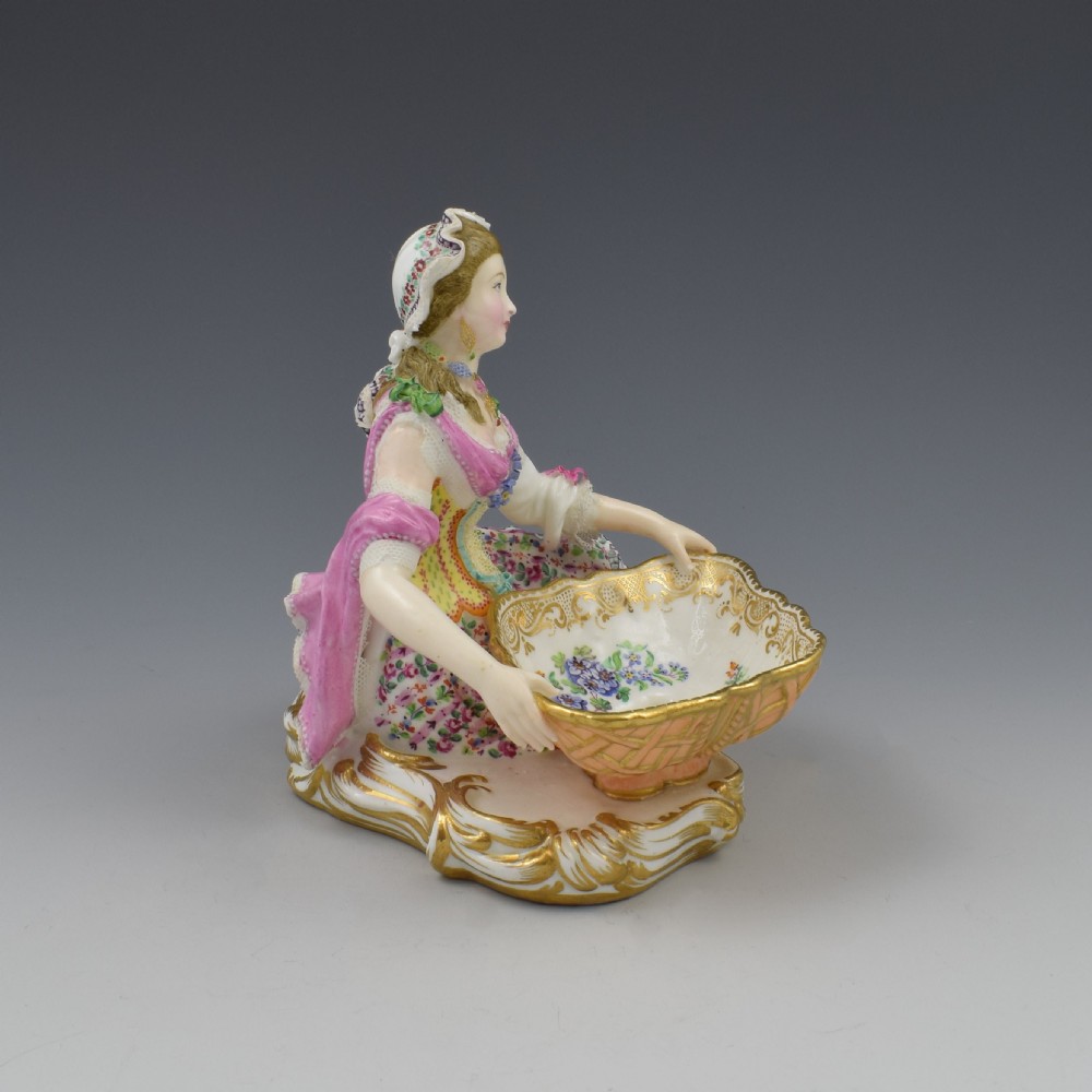 Minton Porcelain Figure With Lace Reclining Lady With Sweetmeat Basket Model 57 View III