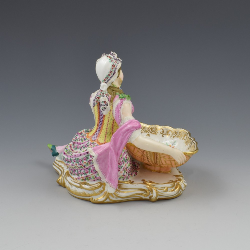 Minton Porcelain Figure With Lace Reclining Lady With Sweetmeat Basket Model 57 View IV