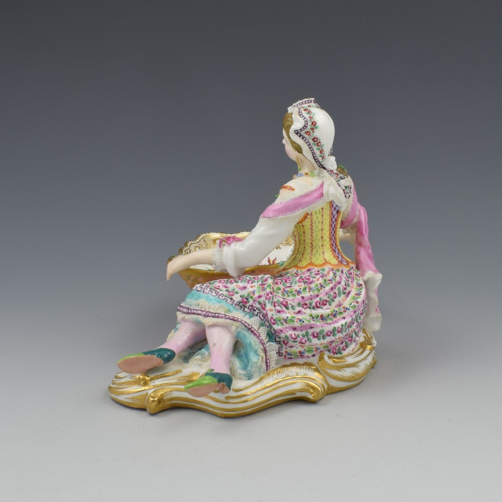 Minton Porcelain Figure With Lace Reclining Lady With Sweetmeat Basket Model 57 View VI