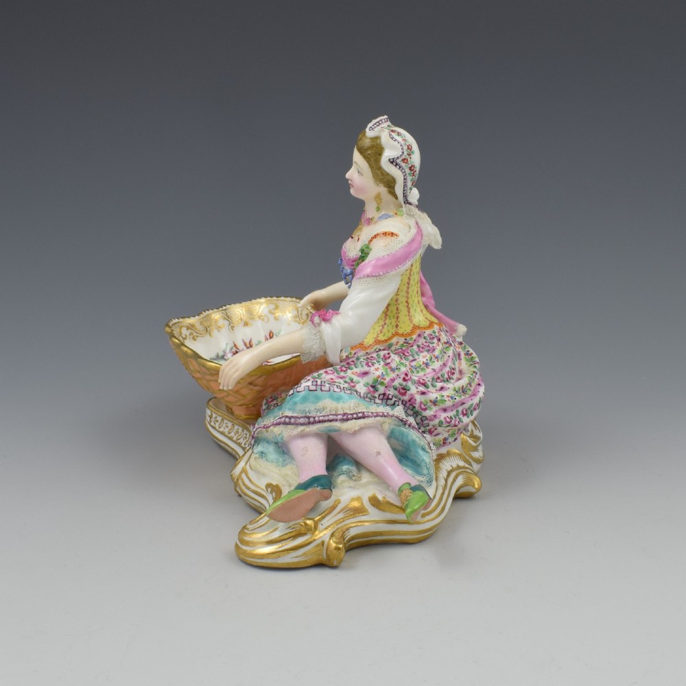 Minton Porcelain Figure With Lace Reclining Lady With Sweetmeat Basket Model 57 View VII