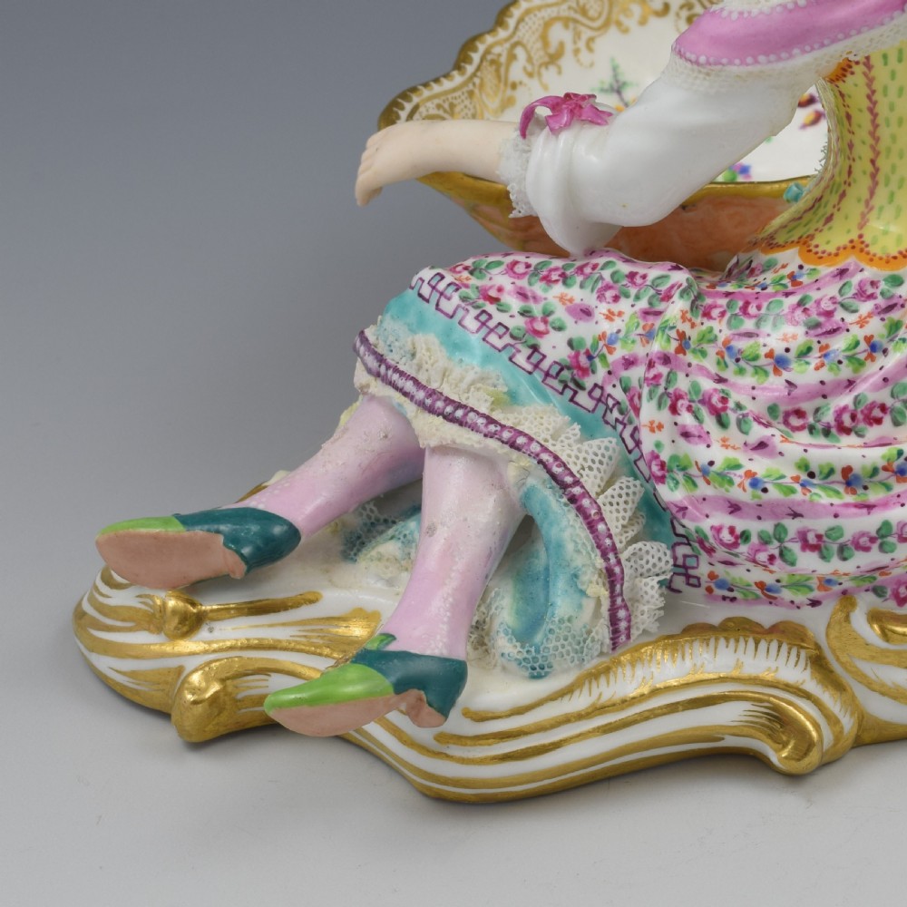 Minton Porcelain Figure With Lace Reclining Lady With Sweetmeat Basket Model 57 View XII