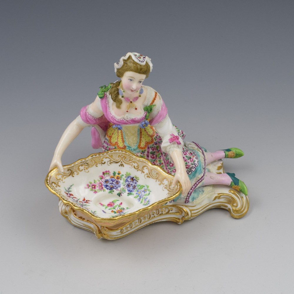 Minton Porcelain Figure With Lace Reclining Lady With Sweetmeat Basket Model 57 View XVI