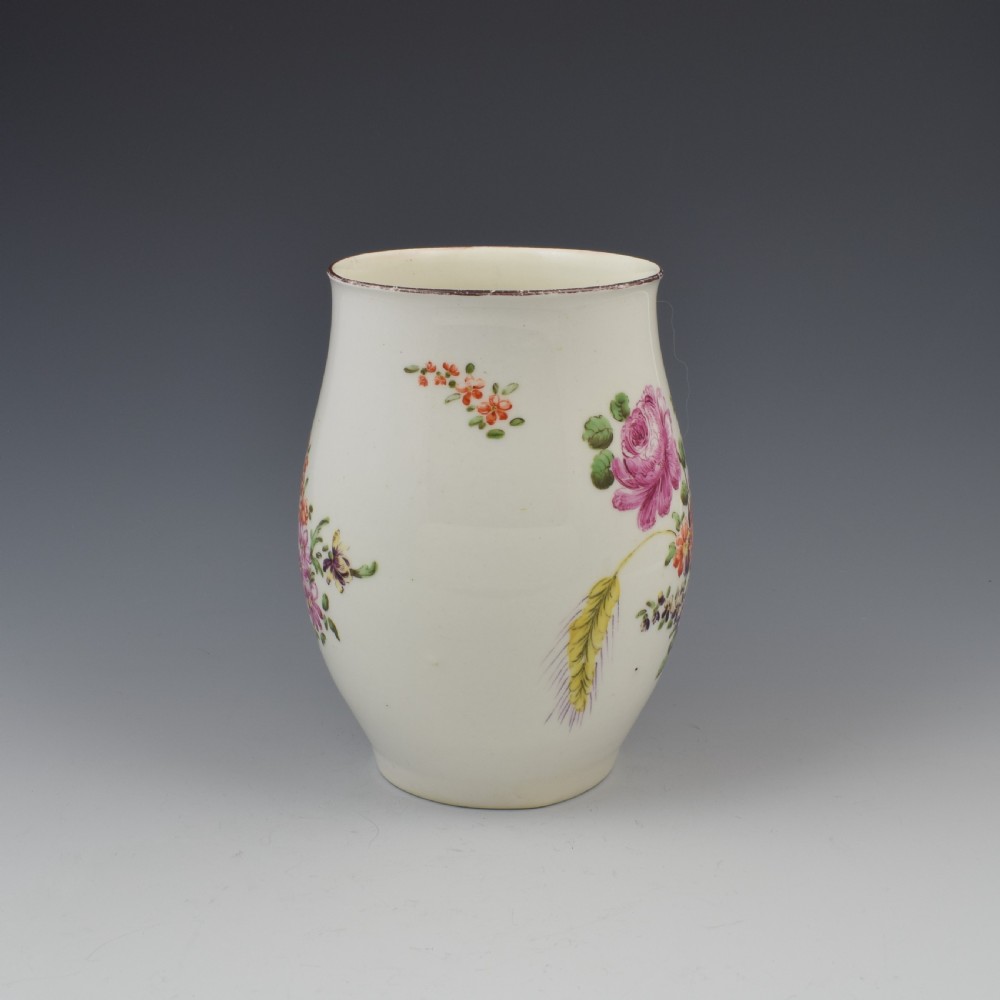 Early Derby Porcelain Large Ovoid Barrel Shaped Mug c.1760 View III