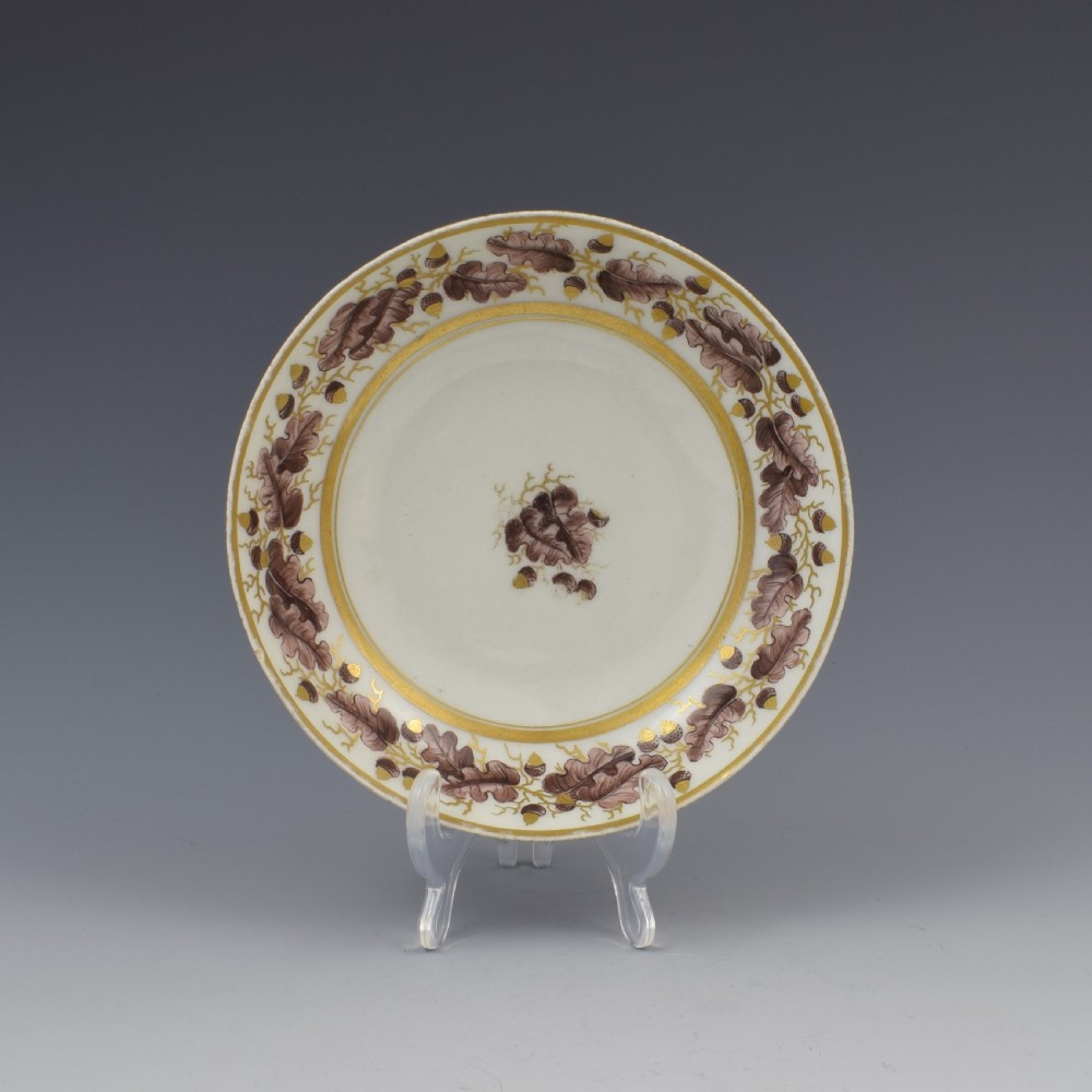 New Hall Porcelain Bute Cup & Saucer Pattern 302 Oak Leaves c.1800 View II