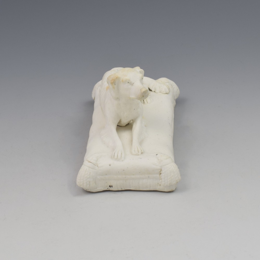 Minton Parian Biscuit Figure Of A Recumbent Setter Dog Ex. D. G. Rice Collection View II