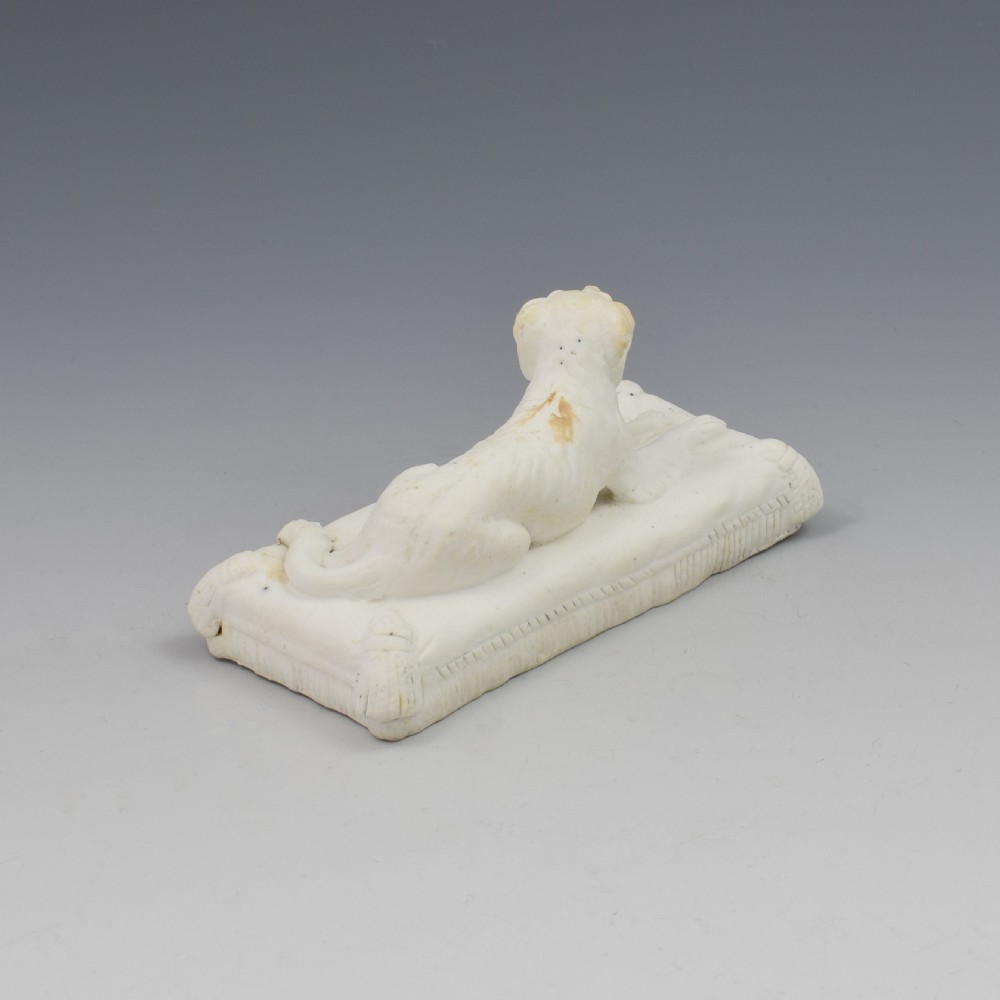 Minton Parian Biscuit Figure Of A Recumbent Setter Dog Ex. D. G. Rice Collection View VII