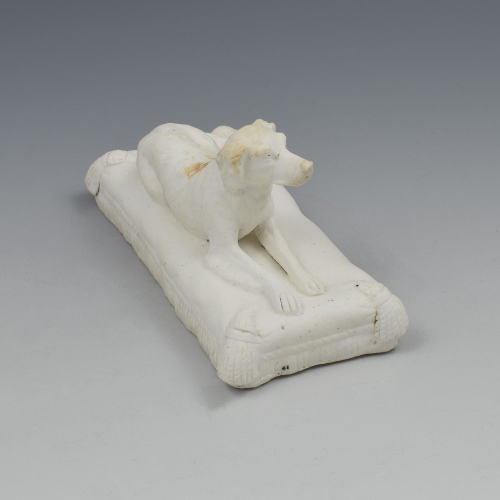 Minton Parian Biscuit Figure Of A Recumbent Setter Dog Ex. D. G. Rice Collection View XI
