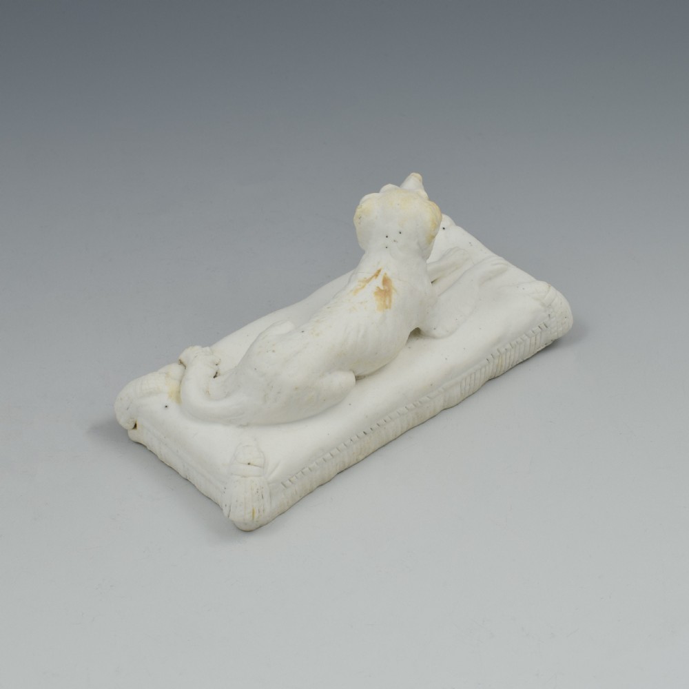 Minton Parian Biscuit Figure Of A Recumbent Setter Dog Ex. D. G. Rice Collection View XIII