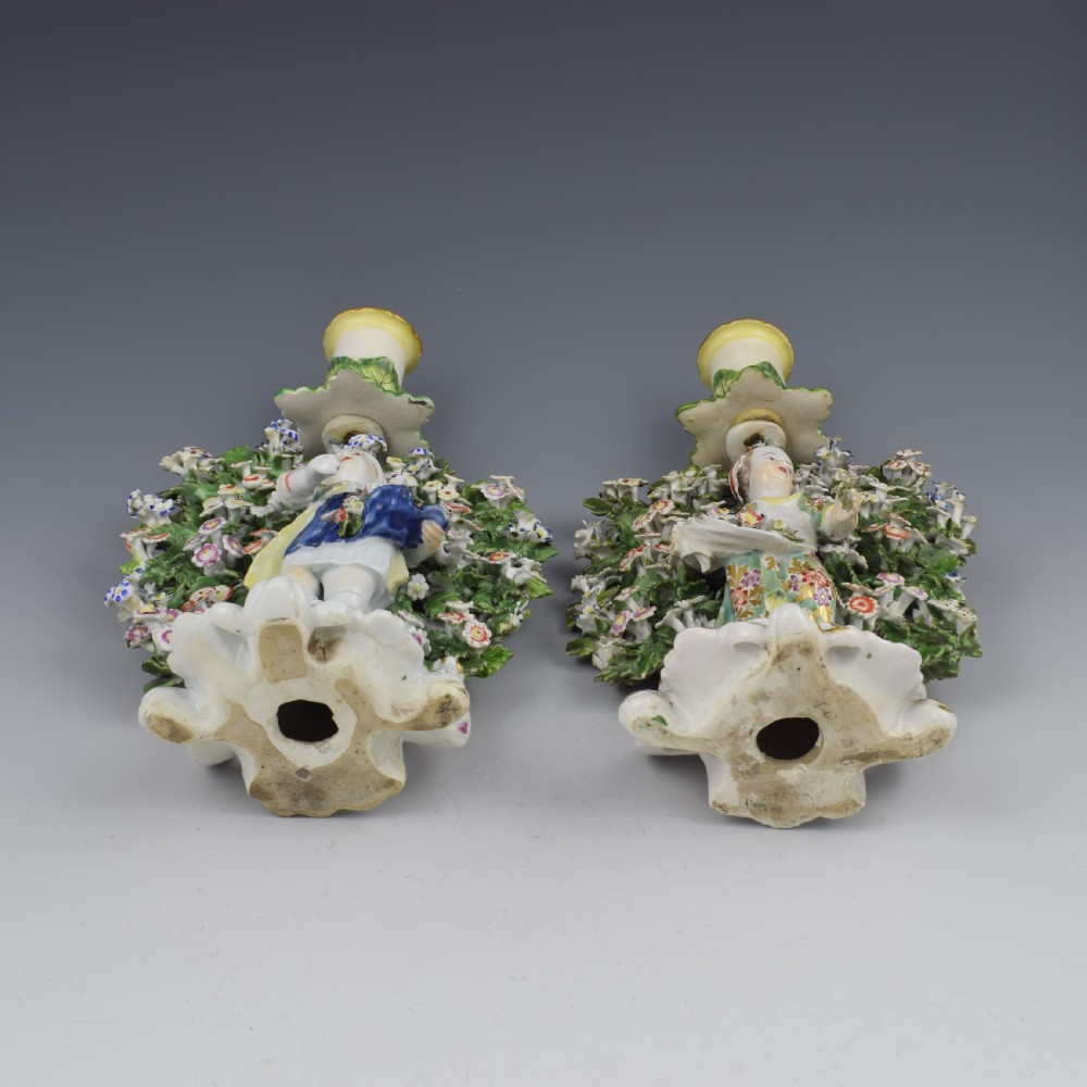 Derby Porcelain Pair Bocage Candlestick Figures Children Gardeners c.1770 View XII