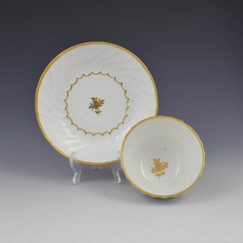 Flight Period Worcester Porcelain Spiral Fluted Tea Bowl & Saucer View II