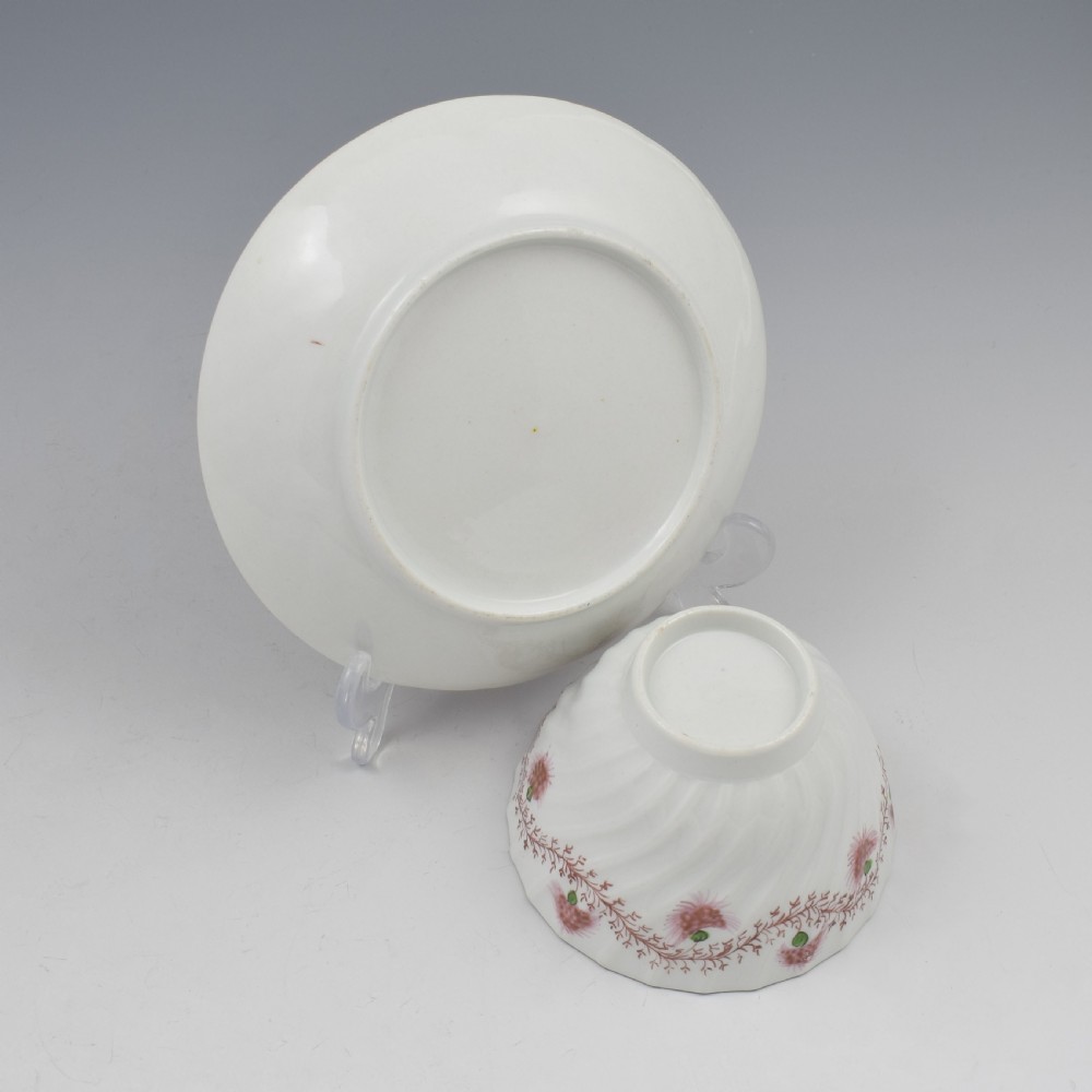Pretty Chamberlain Worcester Porcelain Tea Bowl & Saucer c.1795 View VIII