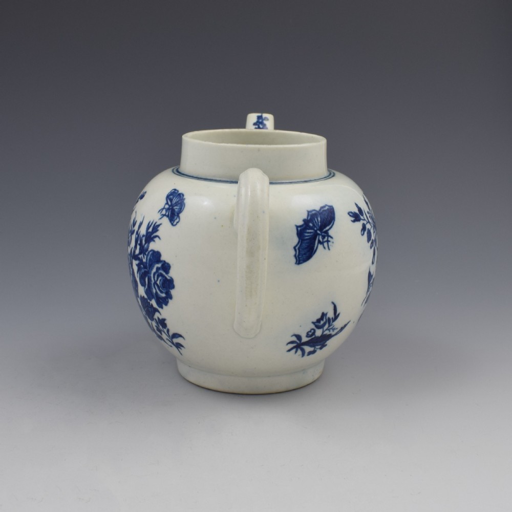 First Period Worcester Porcelain Three Flowers Teapot c.1770 View VI