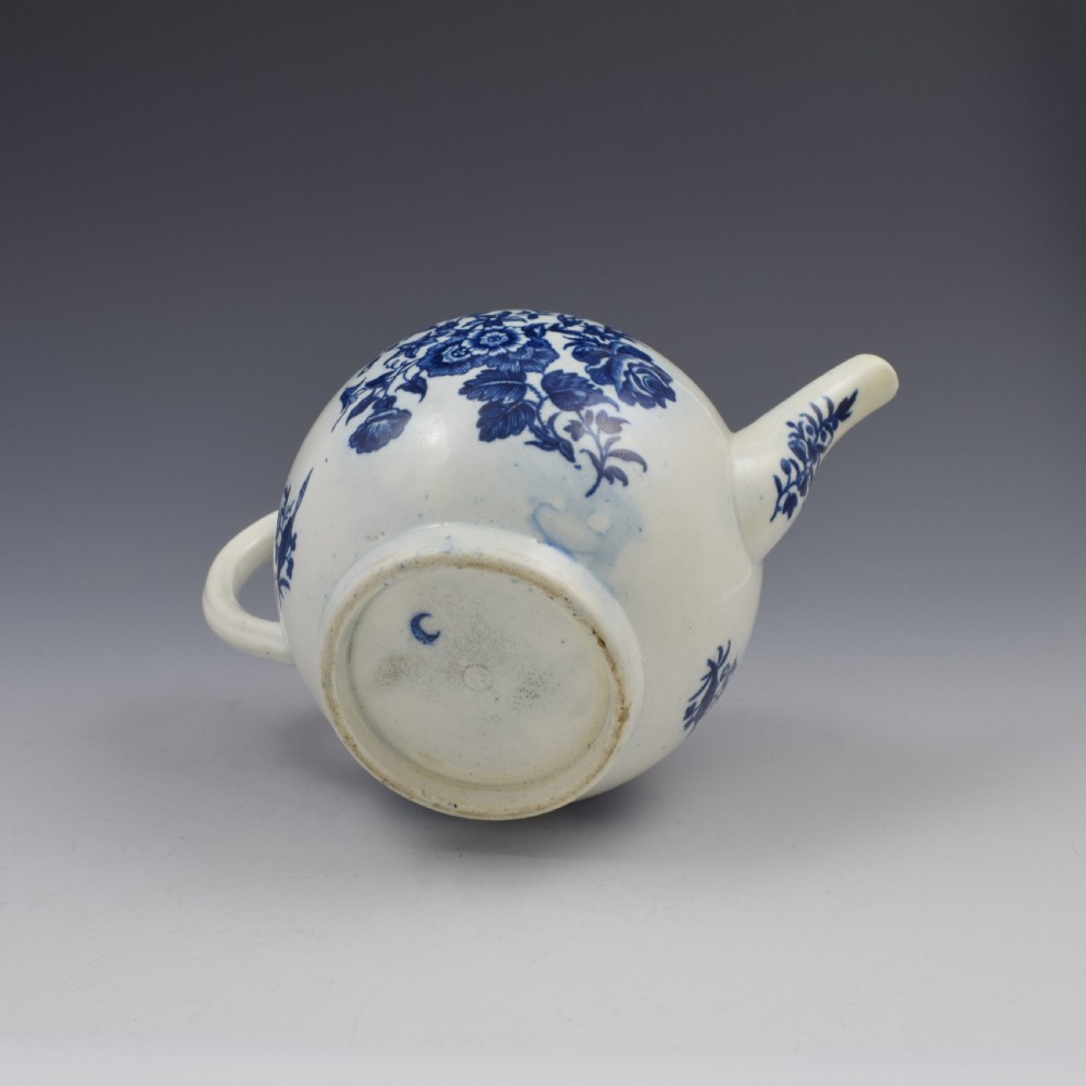 First Period Worcester Porcelain Three Flowers Teapot c.1770 View VII