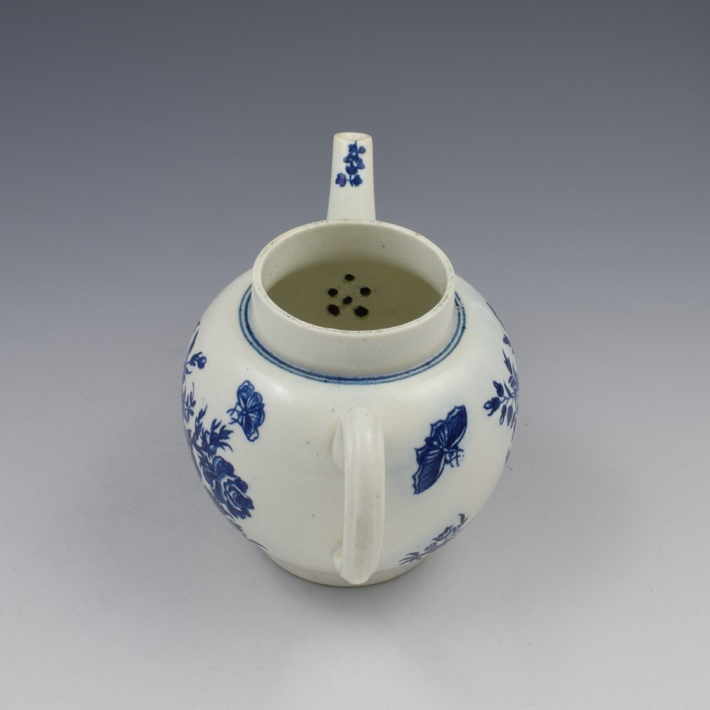 First Period Worcester Porcelain Three Flowers Teapot c.1770 View VIII