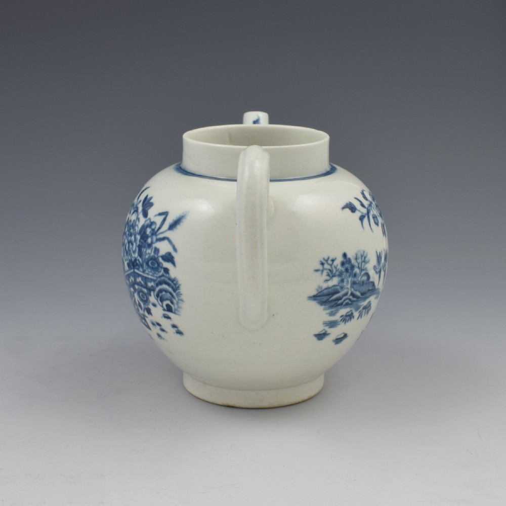 First Period Worcester Porcelain Fence Pattern Teapot c.1770 View VI