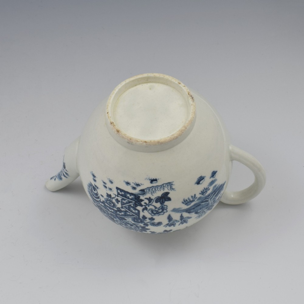 First Period Worcester Porcelain Fence Pattern Teapot c.1770 View X